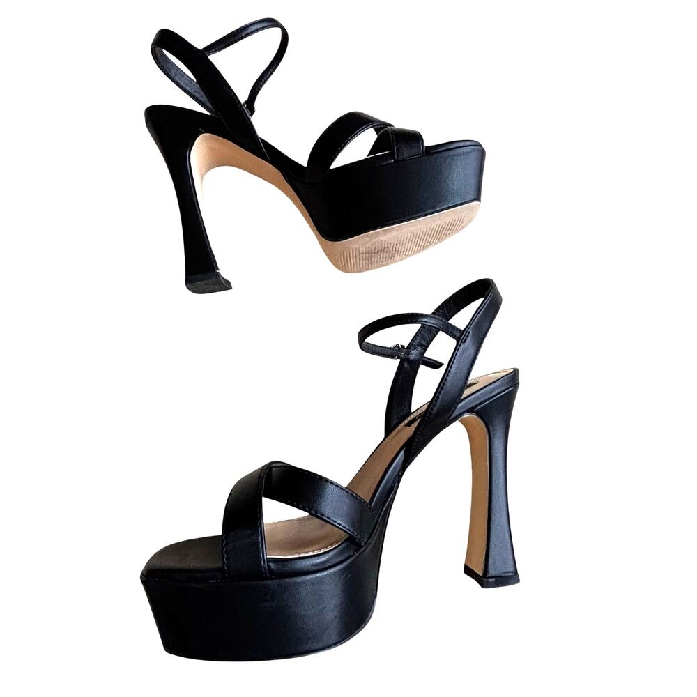 Dumjey brand black platform high heels dressy strappy sandals US 7.5M shoes